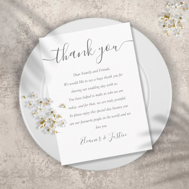 Signature Script Wedding Thank You Place Card (Creator Uploaded)