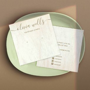 Signature Script White Wood Earring Display Square Business Card