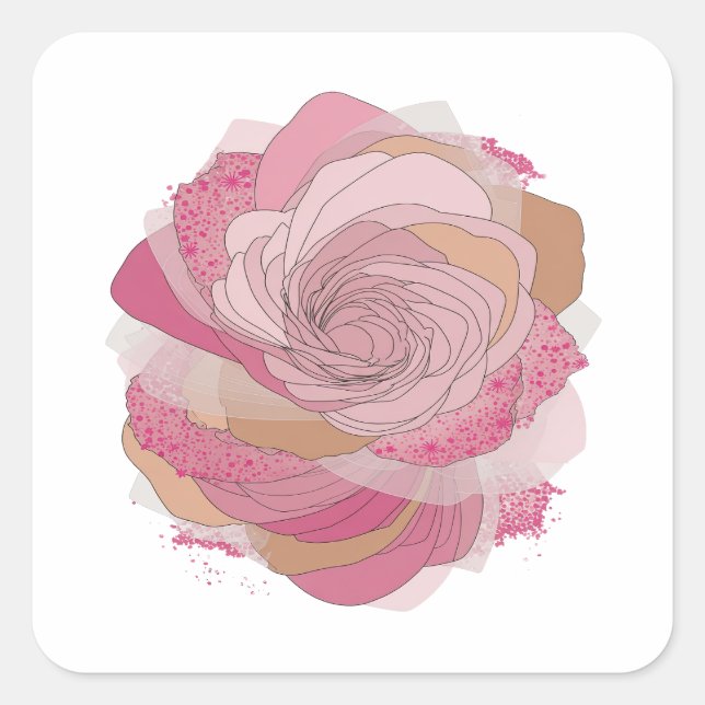 Signature Silver Abstract Decal Design Square Sticker (Front)