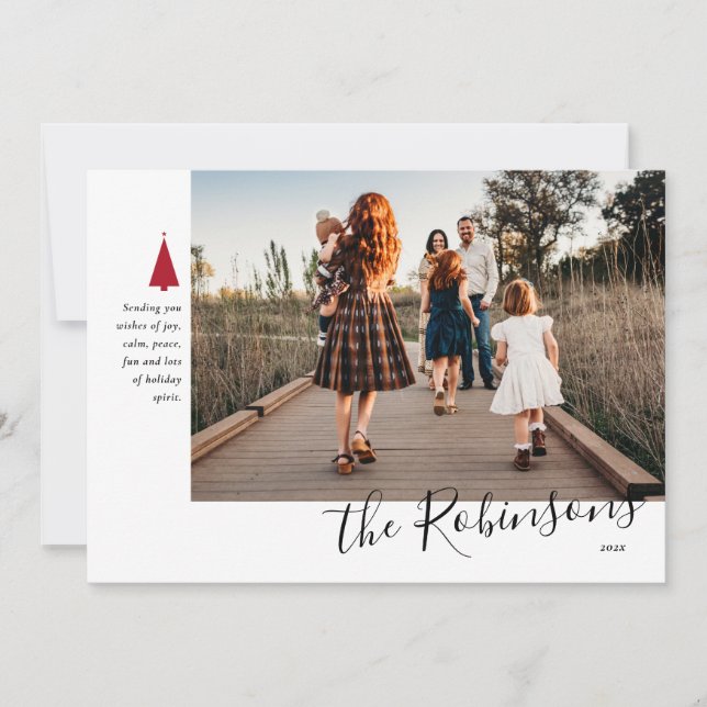 Signature Tree Single Photo Holiday Card (Front)