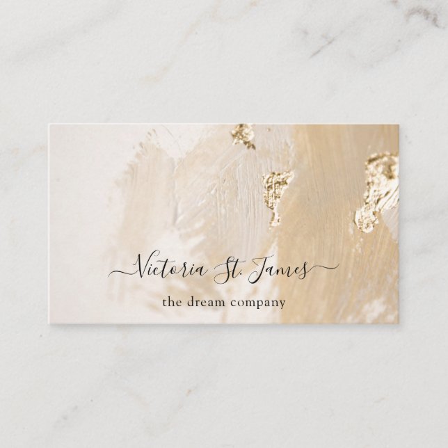 Signature Vintage Gold Cream Business Card (Front)