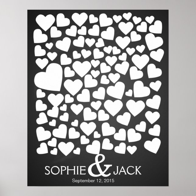 signature wedding guest book hearts signing (Front)