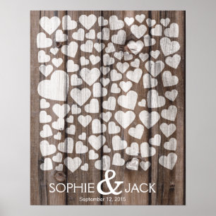 signature wedding guest book hearts signing wood