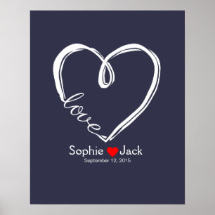 signature wedding guest book infinity heart colour