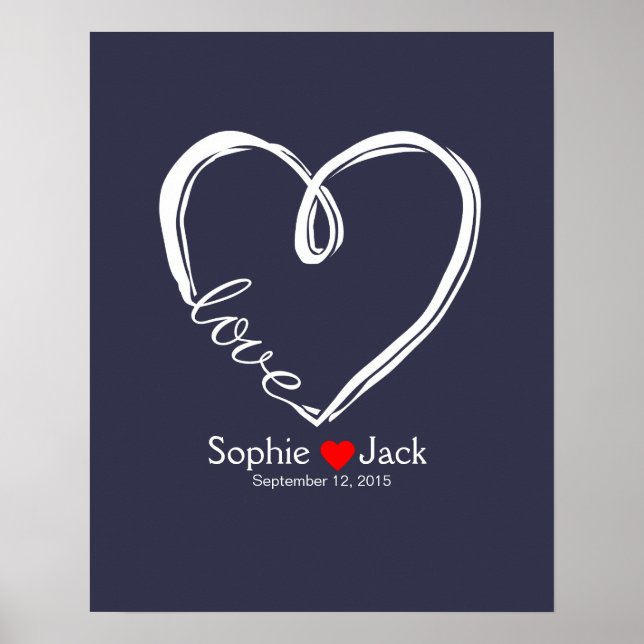 signature wedding guest book infinity heart colour (Front)