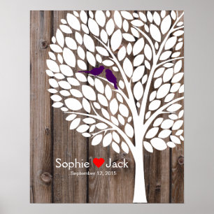 signature wedding guest book tree purple chalk
