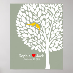 signature wedding guest book tree yellow wood