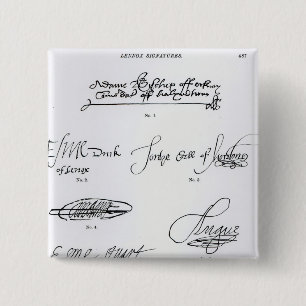 Signatures of 16th and 17th century 15 cm square badge