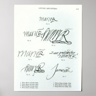 Signatures of Mary Queen of Scots Poster