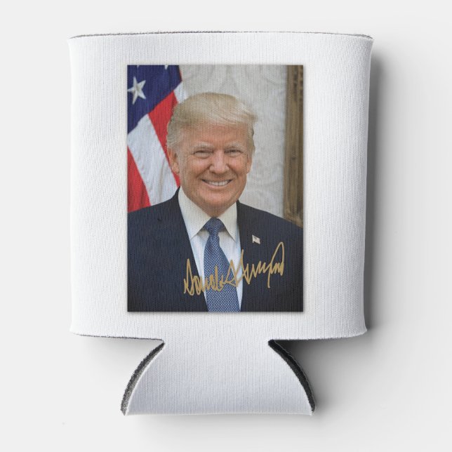 SIGNED BY PRESIDENT TRUMP.... CAN COOLER (Front)