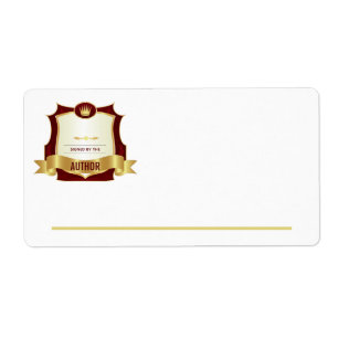 Signed by the Author Bookplate, Red Gold