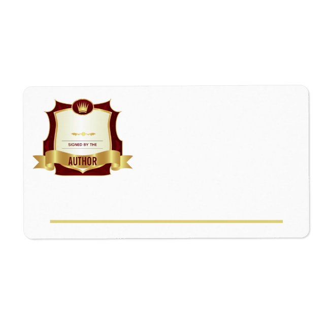 Signed by the Author Bookplate, Red Gold (Front)