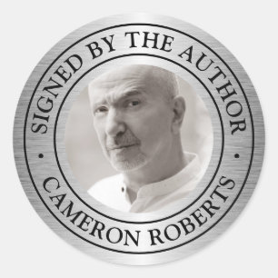 Signed by the author custom photo silver gradient classic round sticker