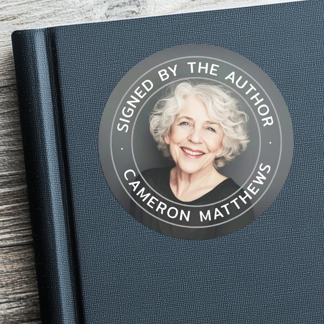 Signed by the author full photo modern classic round sticker (Signed by the author full photo modern classic round sticker)