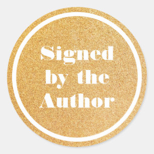 Signed by the author glitter Gold Classic Round S Sticker