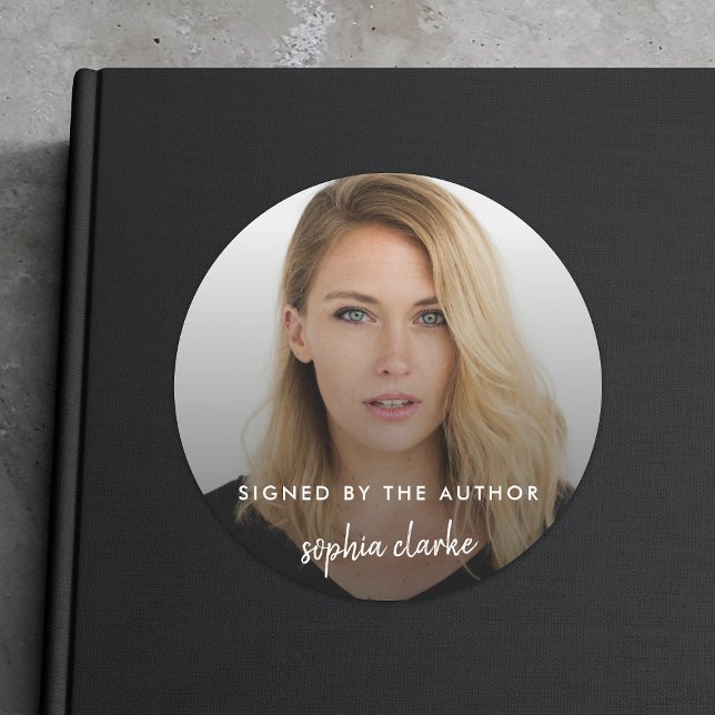 Signed by the Author | Photo Modern Book Signing Classic Round Sticker (Creator Uploaded)