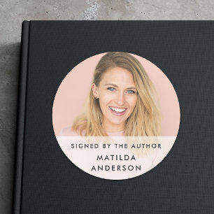 Signed by the Author   Photo Modern Book Signing Classic Round Sticker