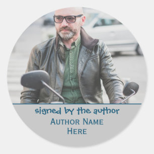 Signed By The Author Photo Template Book Classic Round Sticker
