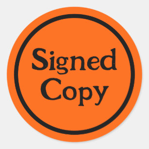 Signed copy author autograph promotional classic round sticker