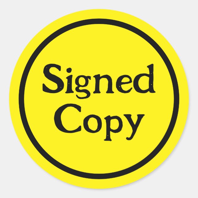 Signed copy author autograph promotional classic round sticker (Front)