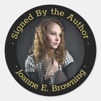 Signed Copy Author Book Signing Writer Photo Black Classic Round Sticker
