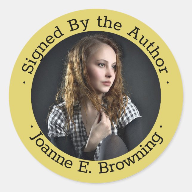 Signed Copy Author Book Signing Writer Photo Gold Classic Round Sticker (Front)