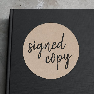 Signed Copy   Author Rustic Kraft Book Signing Classic Round Sticker