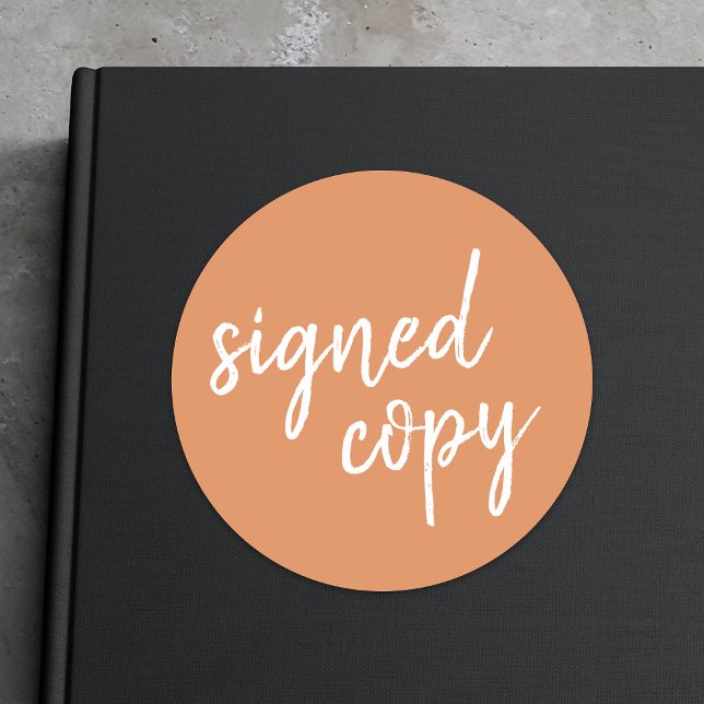 Signed Copy | Author Writer Orange Book Signing Classic Round Sticker (Creator Uploaded)