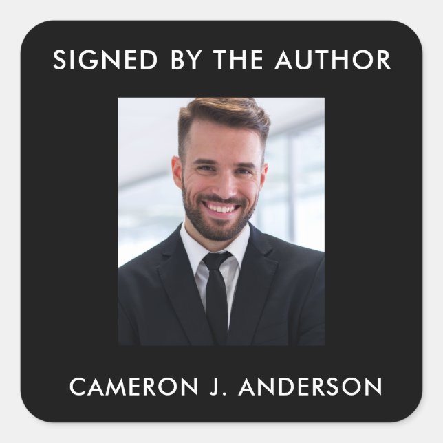 Signed Copy Author Writer Photo Square Sticker (Front)