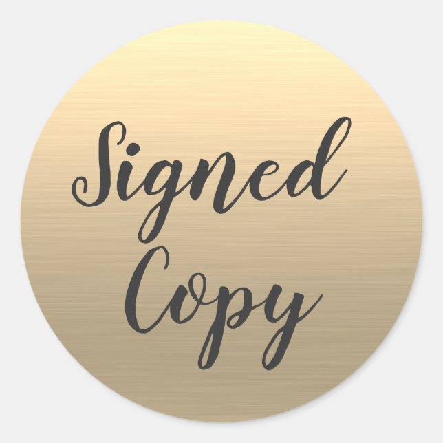 Signed Copy Gold Writer Classic Round Sticker (Front)