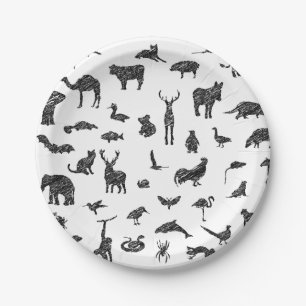 Signed safari wild animals print. Animal park, Paper Plate