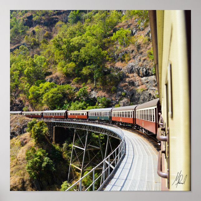 Signed Steam Train in Cairns, Australia Poster (Front)