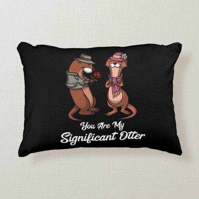 Significant Otter Cute Animal Couple Decorative Cushion (Front)