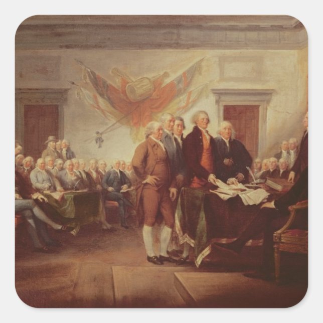 Signing the Declaration of Independence, 4th Square Sticker (Front)
