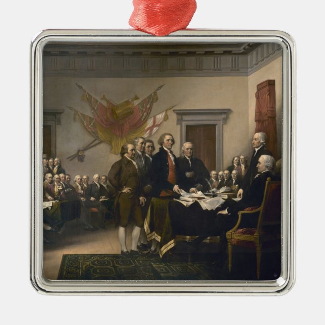 Signing the Declaration of Independence, July 4th Metal Tree Decoration (Front)