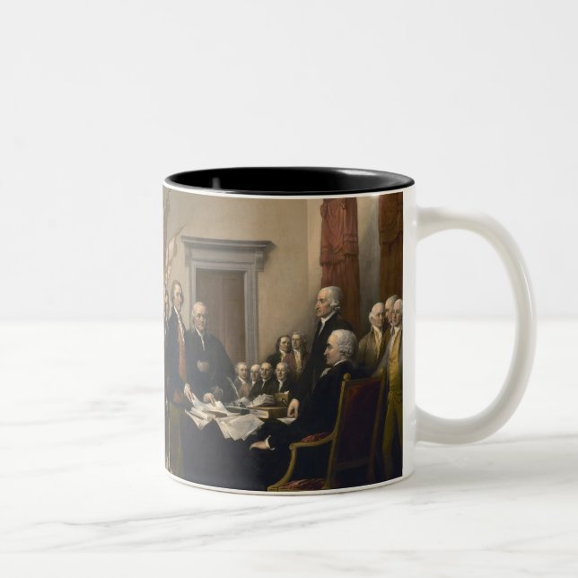 Signing the Declaration of Independence, July 4th Two-Tone Coffee Mug (Right)
