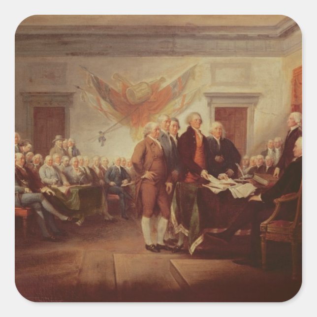 Signing the Declaration of Independence Square Sticker (Front)