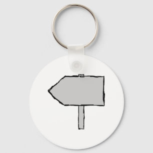 Signpost Arrow. Grey, Black and White. Key Ring