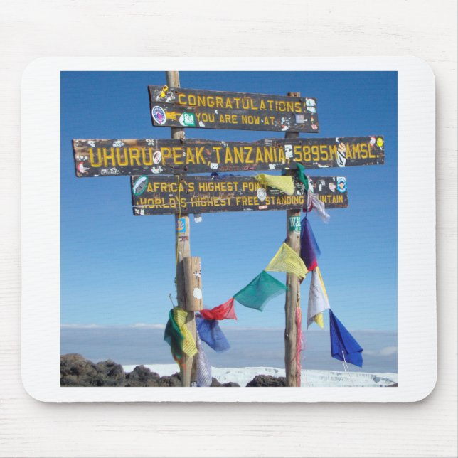 Signpost  on the  Summit of Kilimanjaro kenya Mouse Mat (Front)