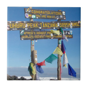 Signpost  on the  Summit of Kilimanjaro kenya Tile