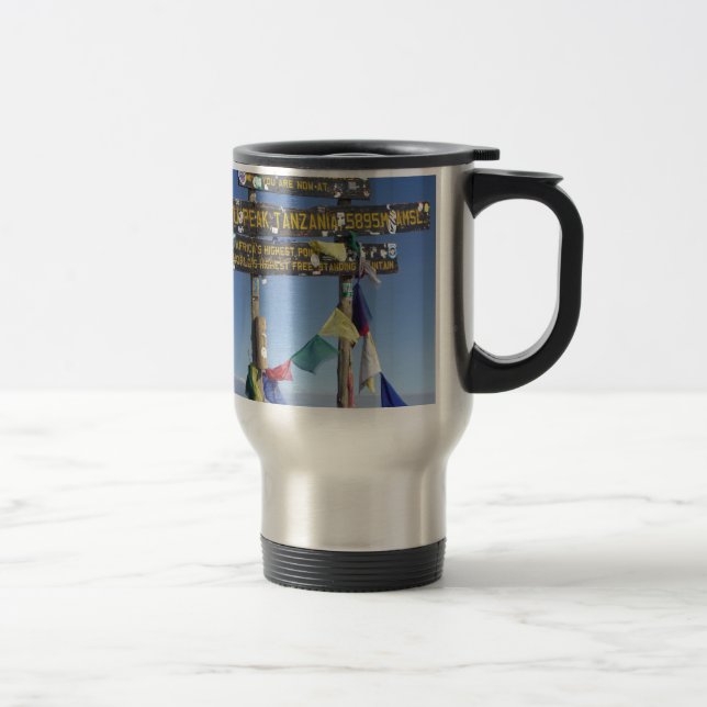 Signpost  on the  Summit of Kilimanjaro kenya Travel Mug (Right)