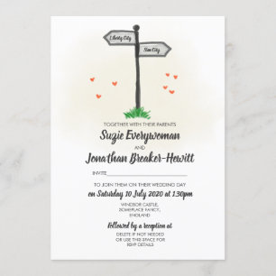 Signposts Hometown Wedding Invitation