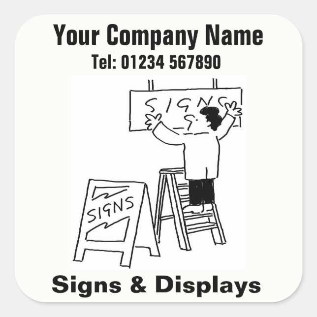 Signs & Displays Cartoon Square Sticker (Front)