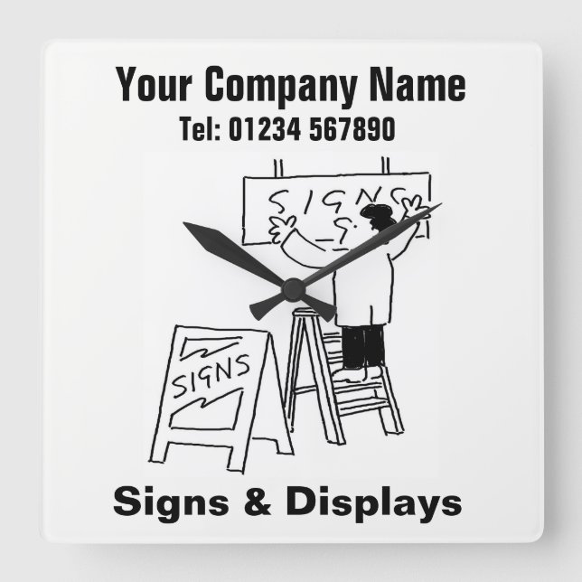 Signs & Displays Sign Manufacturers Square Wall Clock (Front)