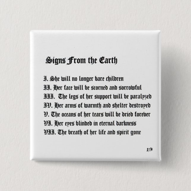 Signs From The Earth 15 Cm Square Badge (Front)