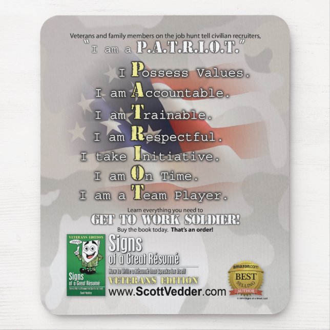 Signs of a Great Résumé: Veterans Edition Mouse Mat (Front)