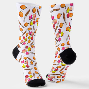 Signs of Autumn Leaves, Corn and Pumpkins Socks