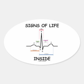 Signs Of Life Inside (ECG/EKG Electrocardiogram) Oval Sticker