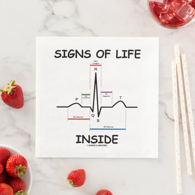 Signs Of Life Inside EMT Medical Heartbeat Humour Napkin (Insitu)