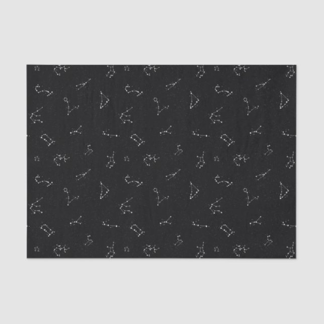 Signs Of The Zodiac Astrology Black And White Tissue Paper (Front)